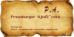 Pressburger Ajnácska névjegykártya